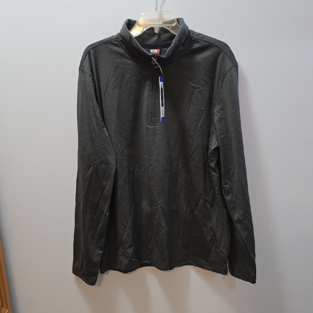 32 Degrees Charcoal/ Dark HEATHER GRAY Quarter-Zip LS Shirt Large NWT